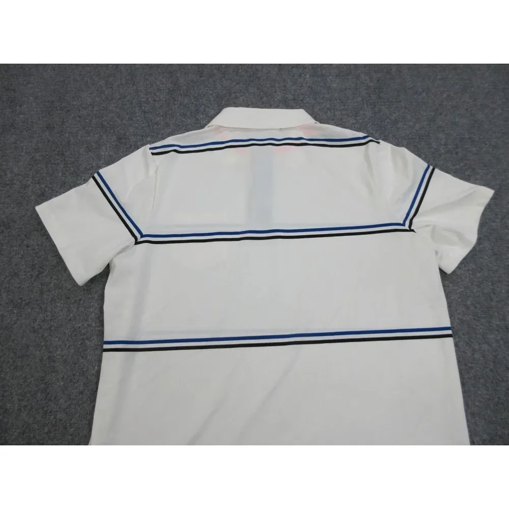 Ralph Lauren Polo Shirt Mens Large White Stripes‎ Logo RLX Golf Rugby Casual